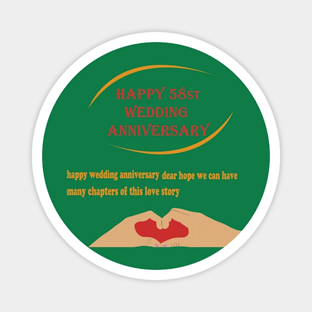 happy 58st wedding anniversary Magnet by best seller shop